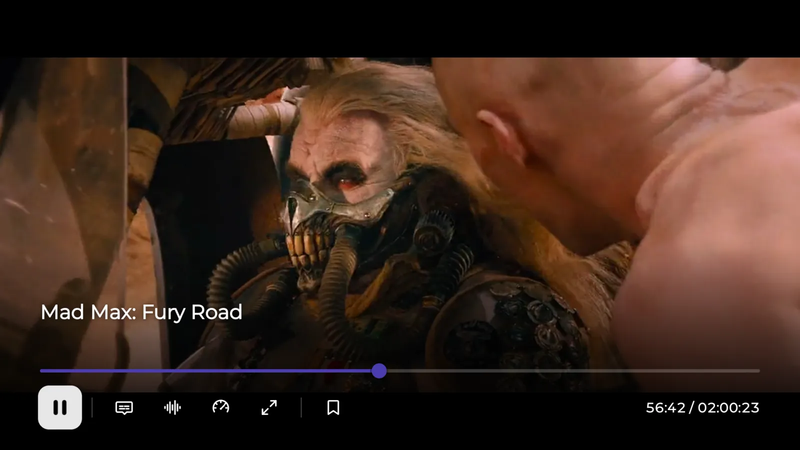 The player on Android TV with the remote-friendly control row